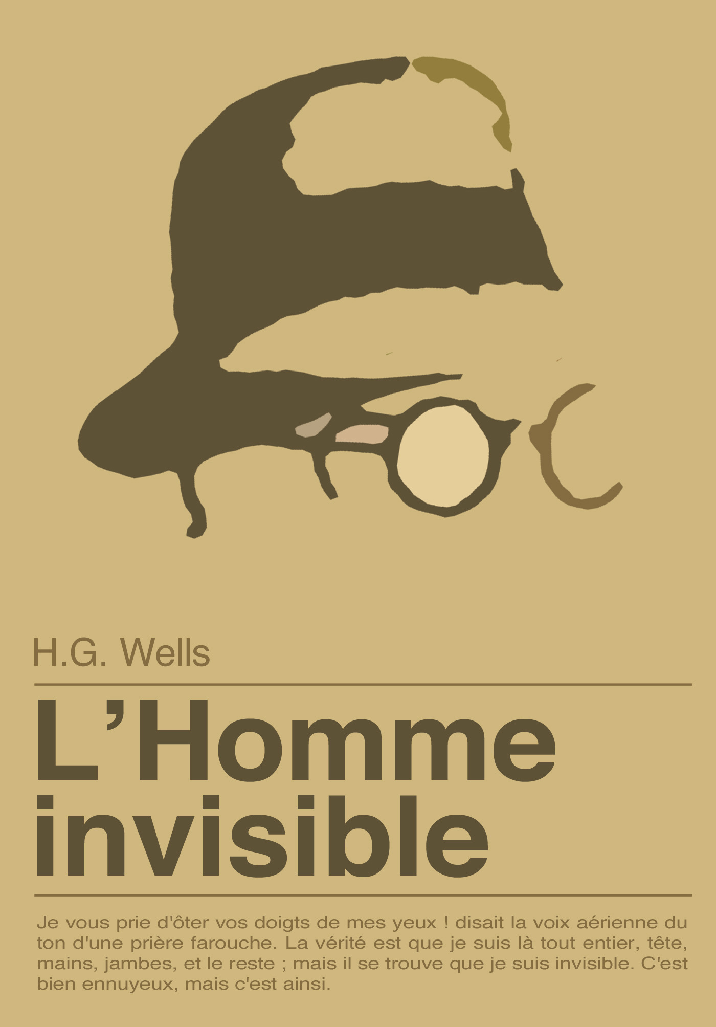 ebook cover of L'Homme invisible, by Herbert George Wells