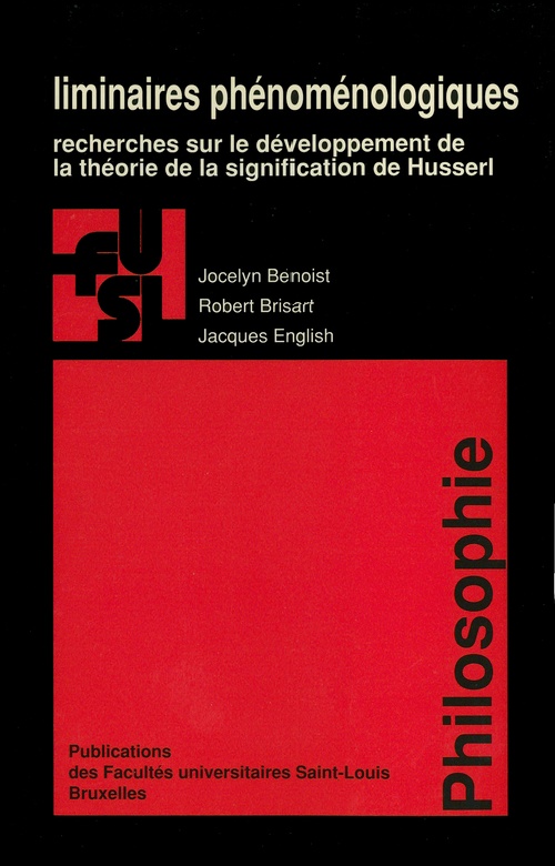ebook cover of Liminaires phénoménologiques, by Robert Brisart, Jocelyn Benoist, Jacques English