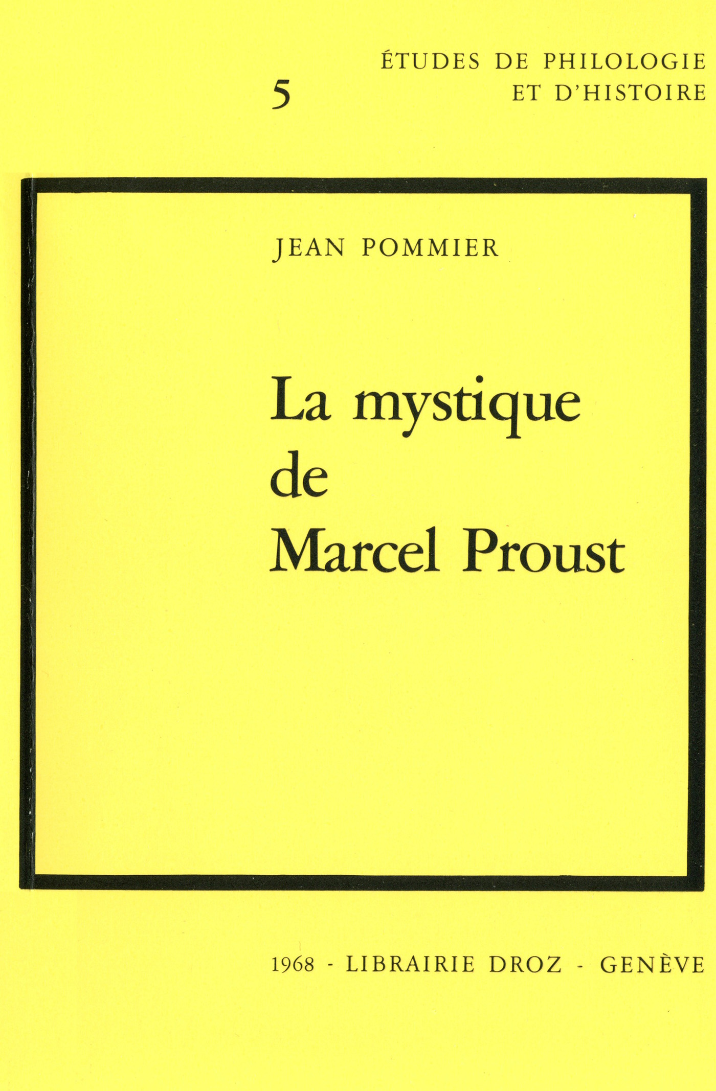 Couverture ebook de La Mystique de Marcel Proust, de Jean Pommier