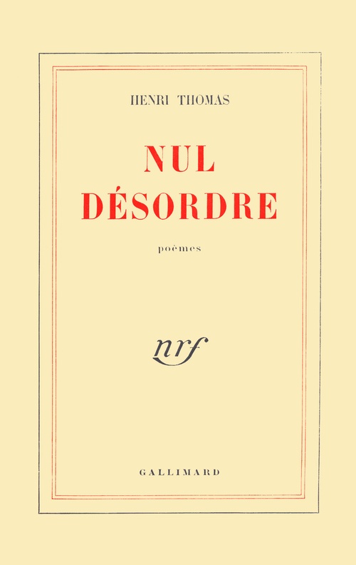 Couverture ebook de Nul désordre, de Henri Thomas