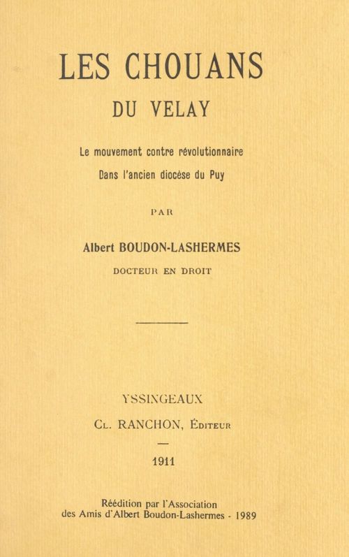 ebook cover of Les Chouans du Velay, by Albert Boudon-Lashermes
