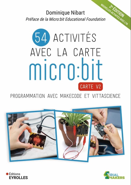 Couverture ebook de 54 activités avec la carte micro:bit, de Dominique Nibart