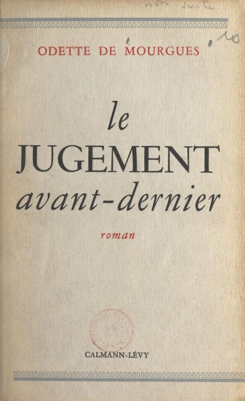 ebook cover of Le jugement avant-dernier, by Odette De Mourgues