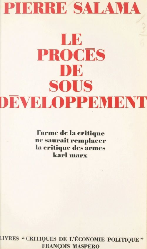 Couverture ebook de Le procès de sous-développement, de Pierre Salama
