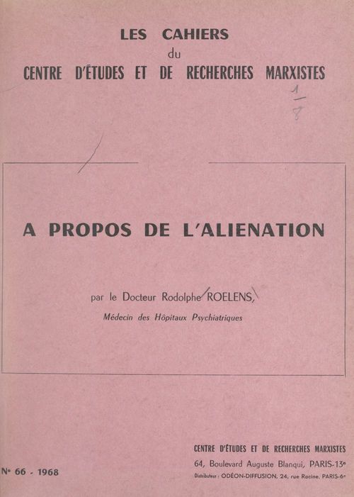 ebook cover of À propos de l'aliénation, by Rodolphe Roelens