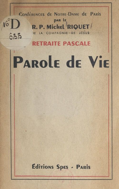 Couverture ebook de Parole de vie, de Michel Riquet