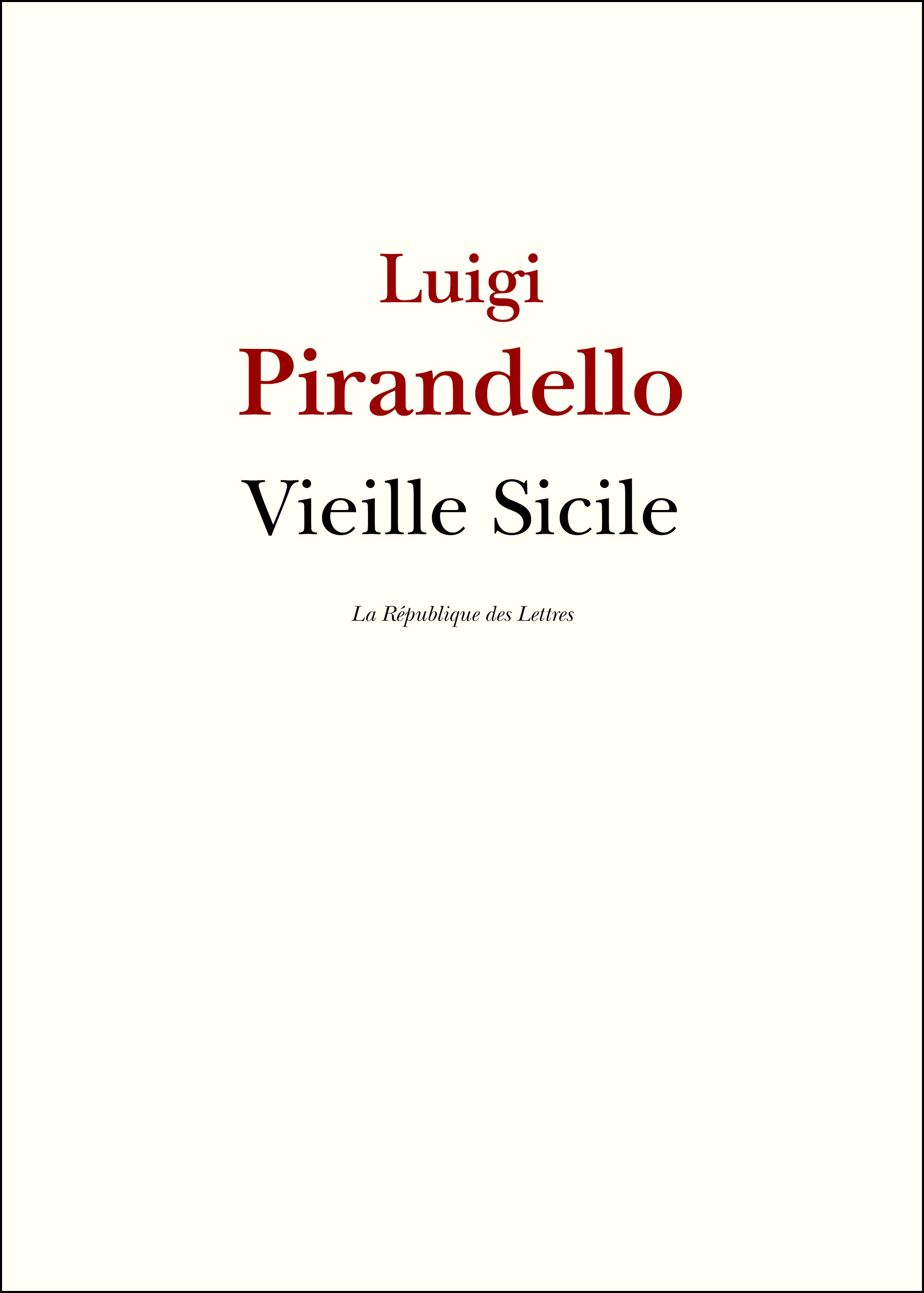 ebook cover of Vieille Sicile, by Luigi Pirandello