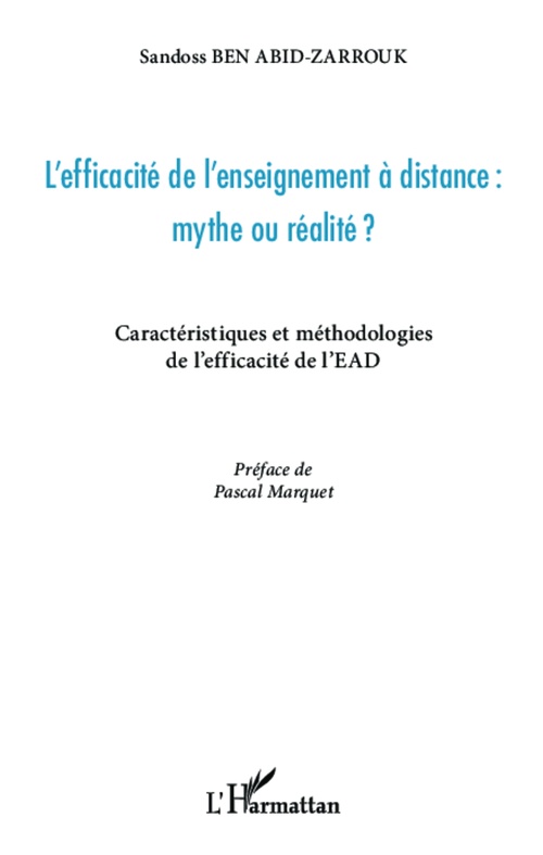 Couverture ebook de L'efficacité de l'enseignement à distance : mythe ou réalité ?, de Sandoss Ben abid-zarrouk