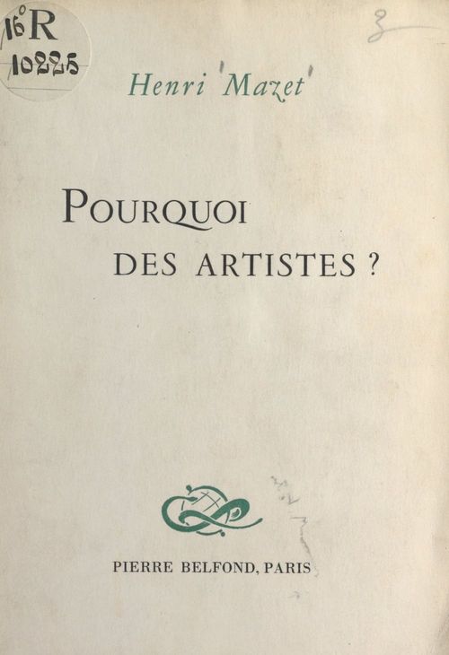 Couverture ebook de Pourquoi des artistes ?, de Henri Mazet