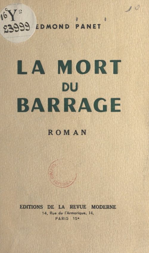 ebook cover of La mort du barrage, by Edmond Panet