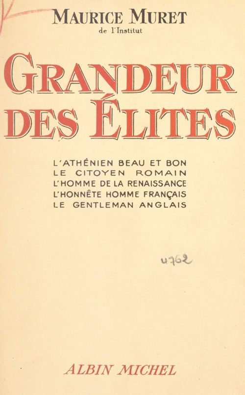 ebook cover of Grandeur des élites, by Maurice Muret