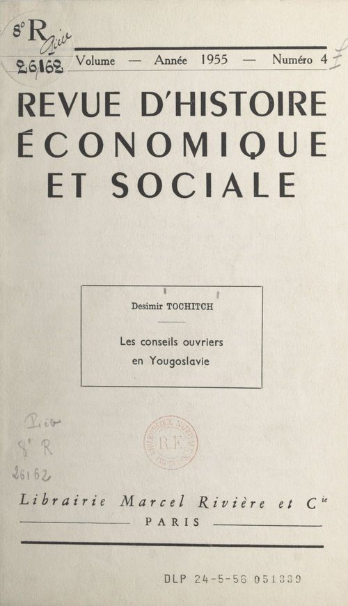 ebook cover of Les conseils ouvriers en Yougoslavie, by Desimir Tochitch