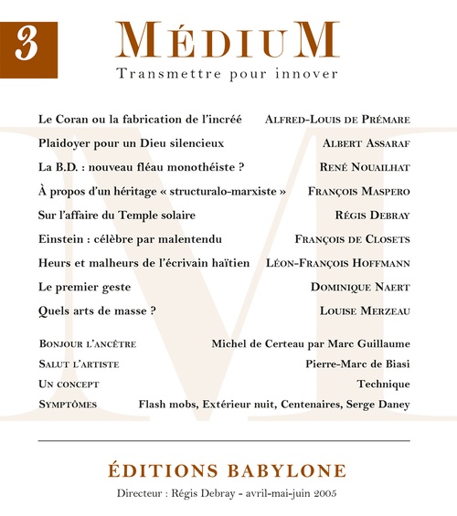 ebook cover of Médium n°3, avril-juin 2005, by Collectif