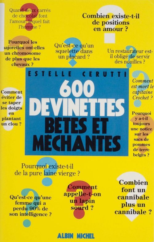 ebook cover of 600 devinettes bêtes et méchantes, by Estelle Cerutti