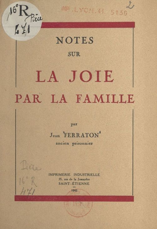 Couverture ebook de Notes sur la joie par la famille, de Jean Ferraton
