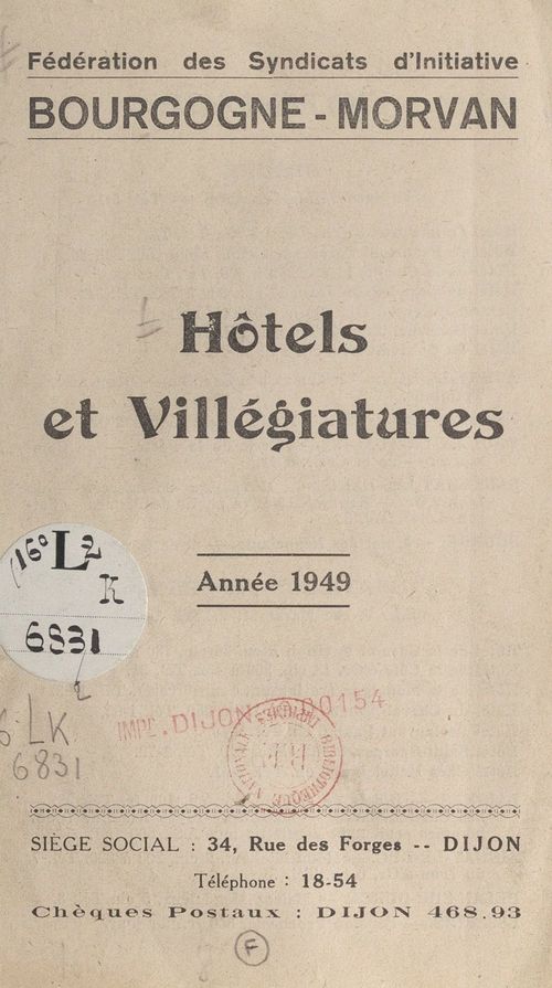 ebook cover of Hôtels et villégiatures, by Federation Des Syndicats D'Initiative
