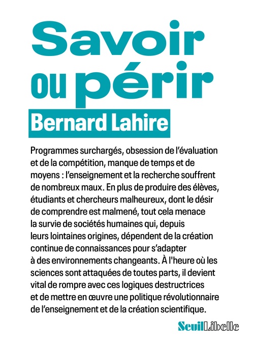 ebook cover of Savoir ou périr, by Bernard Lahire