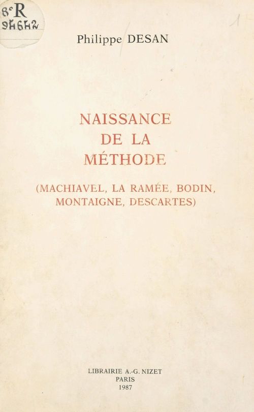 Couverture ebook de Naissance de la méthode, de Philippe Desan