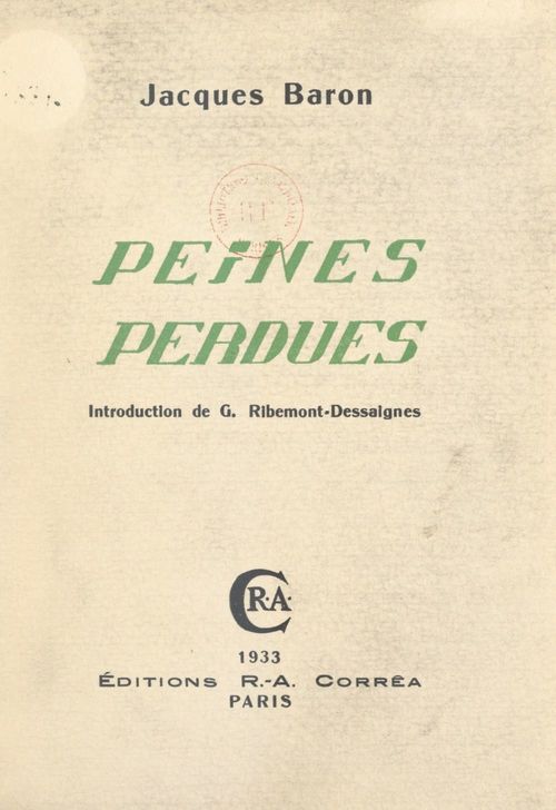 Couverture ebook de Peines perdues, de Jacques Baron