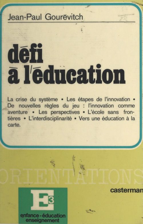 ebook cover of Défi à l'éducation, by Jean-Paul Gourévitch