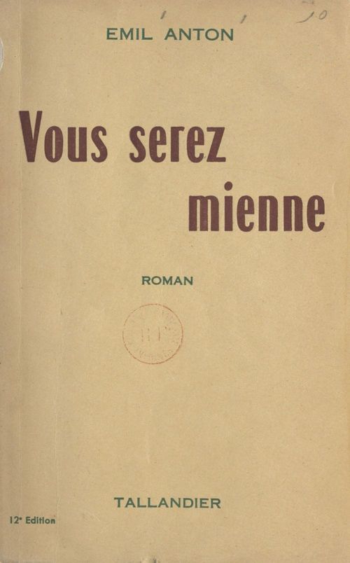ebook cover of Vous serez mienne, by Emil Anton