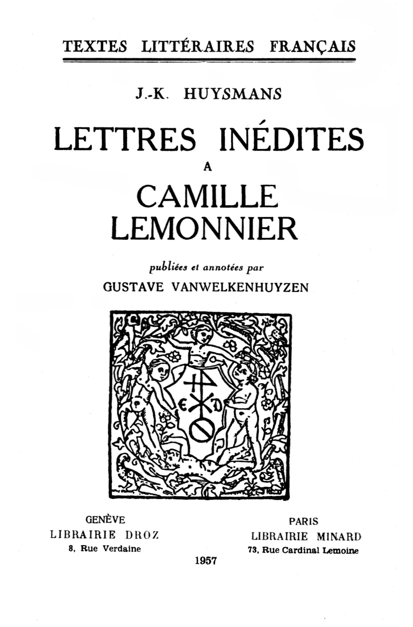 ebook cover of Lettres inédites à Camille Lemonnier, by Joris-Karl Huysmans
