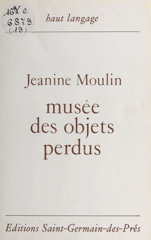 ebook cover of Musée des objets perdus, by Jeanine Moulin