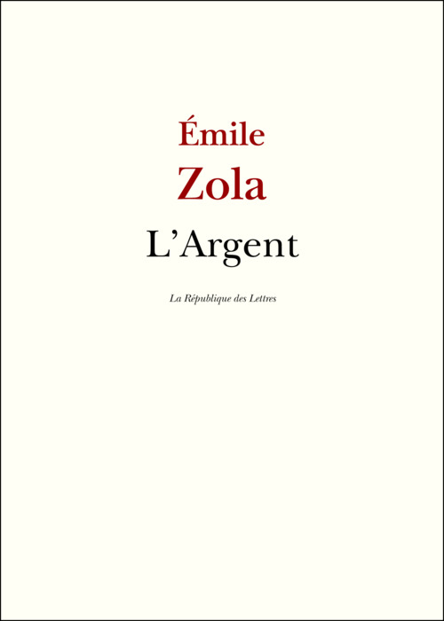 ebook cover of L'Argent, by Émile Zola