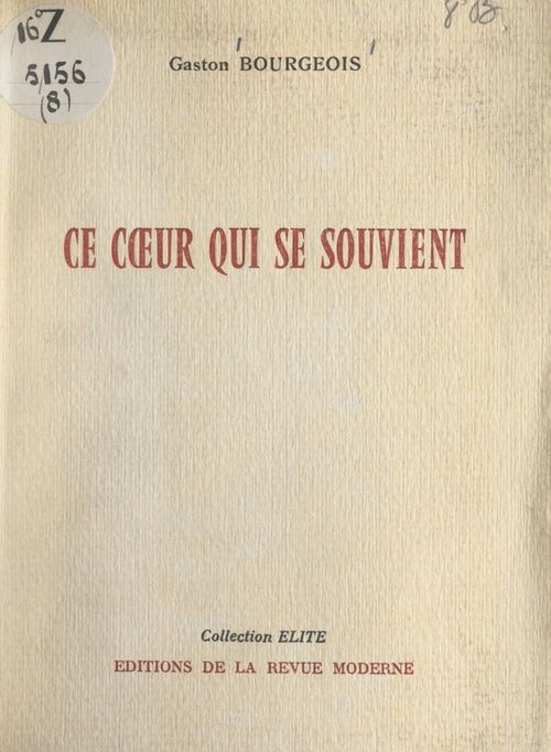 Couverture ebook de Ce coeur qui se souvient, de Gaston Bourgeois