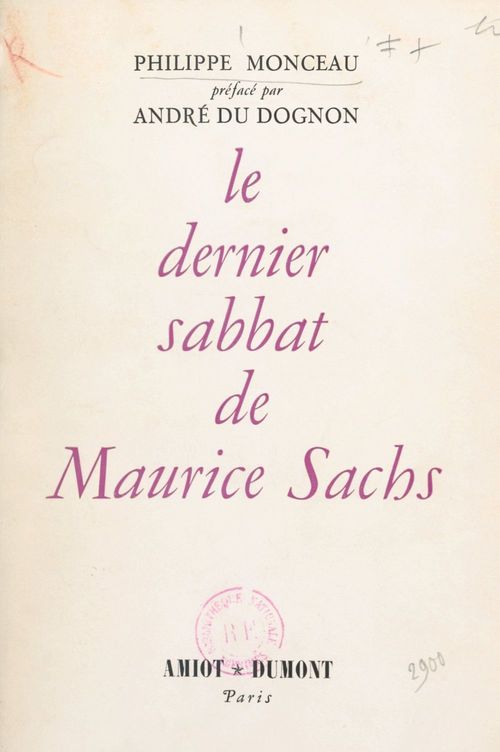 Couverture ebook de Le dernier sabbat de Maurice Sachs, de Philippe Monceau