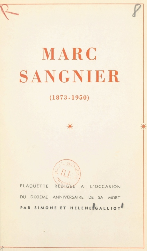 ebook cover of Marc Sangnier (1873-1950), by Helene Galliot, Simone Galliot