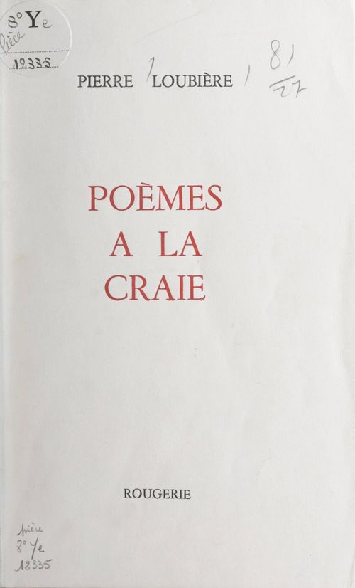Couverture ebook de Poèmes à la craie, de Pierre Loubiere