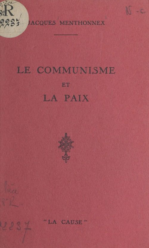 ebook cover of Le communisme et la paix, by Jacques Menthonnex