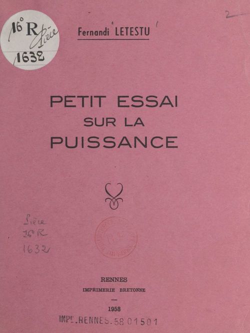 Couverture ebook de Petit essai sur la puissance, de Fernandi Letestu