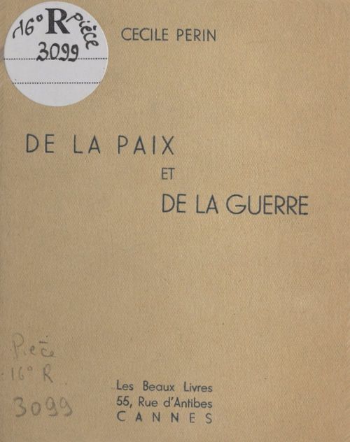 Couverture ebook de De la paix et de la guerre, de Cecile Perin