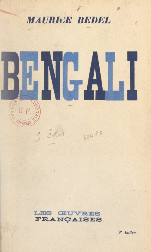 Couverture ebook de Bengali, de Maurice Bedel