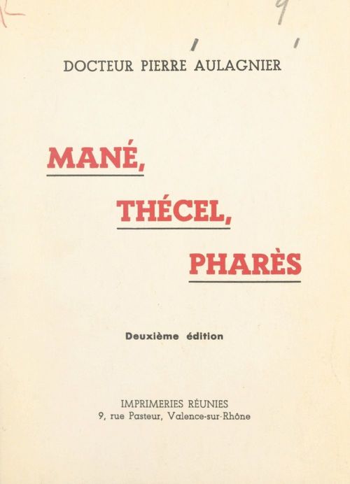 Couverture ebook de Mané, Thécel, Pharès, de Pierre Aulagnier