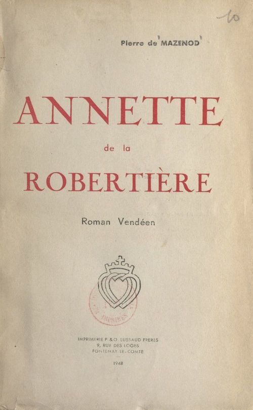 ebook cover of Annette de la Robertière, roman vendéen, by Pierre De Mazenod