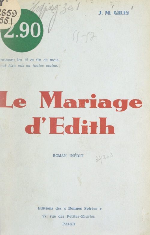 Couverture ebook de Le mariage d'Édith (Hollande, atmosphère, 1860), de J.-M. Gilis