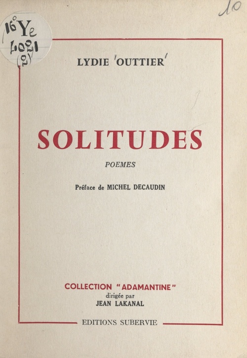 Couverture ebook de Solitudes, de Lydie Outtier
