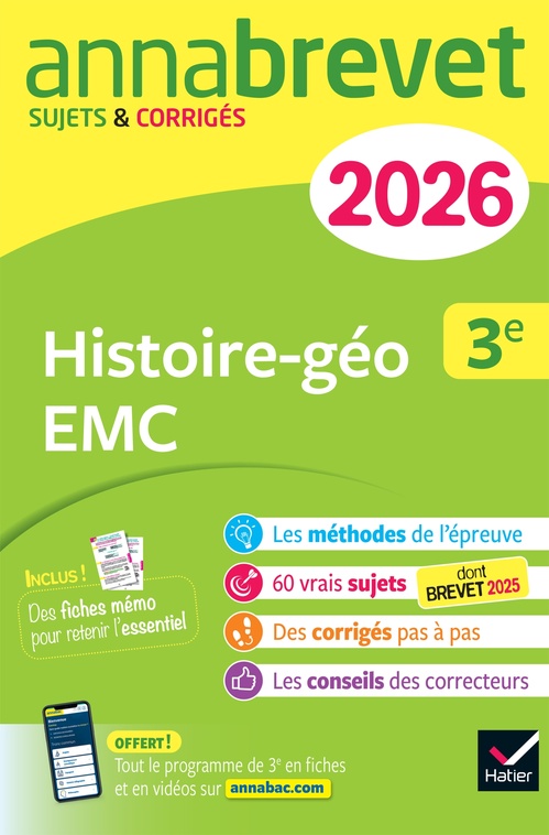 ebook cover of Annales du brevet 2026 - Annabrevet Histoire-géographie EMC 3e - Nouveau brevet, by Christophe Clavel, Jean-François Lecaillon