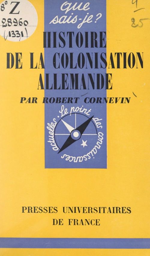 ebook cover of Histoire de la colonisation allemande, by Robert Cornevin