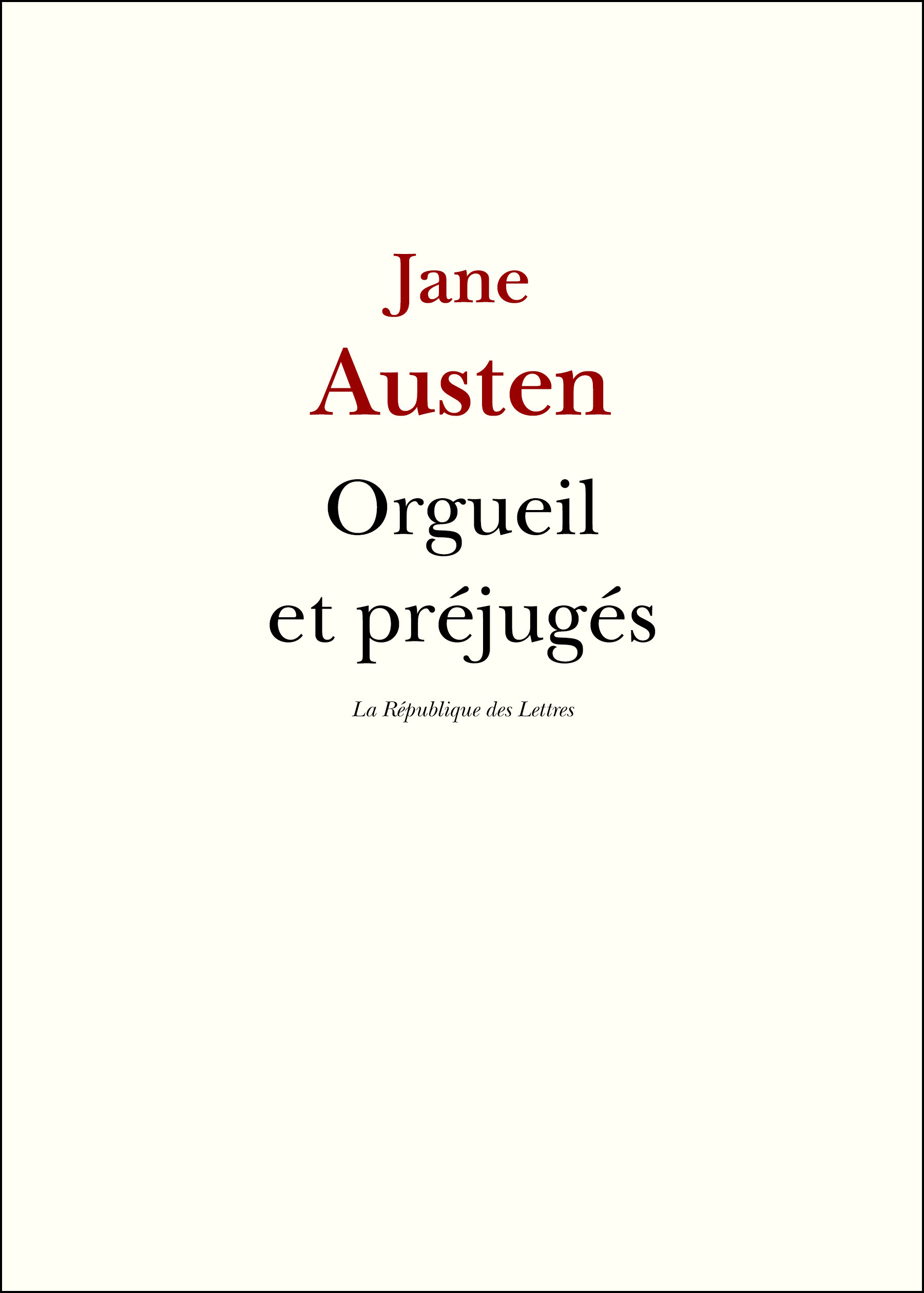 ebook cover of Orgueil et préjugés, by Jane Austen
