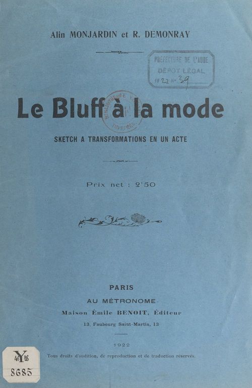 Couverture ebook de Le bluff à la mode, de Alin Monjardin, R. Demonray