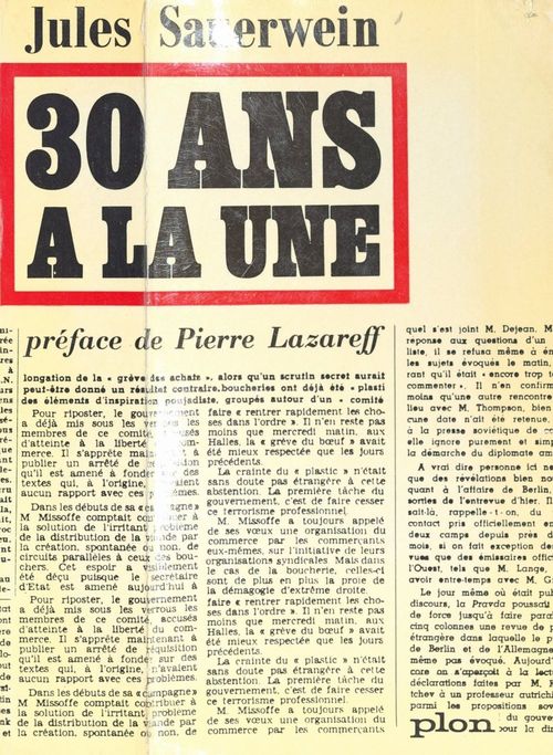 Couverture ebook de 30 ans à la une, de Jules Sauerwein
