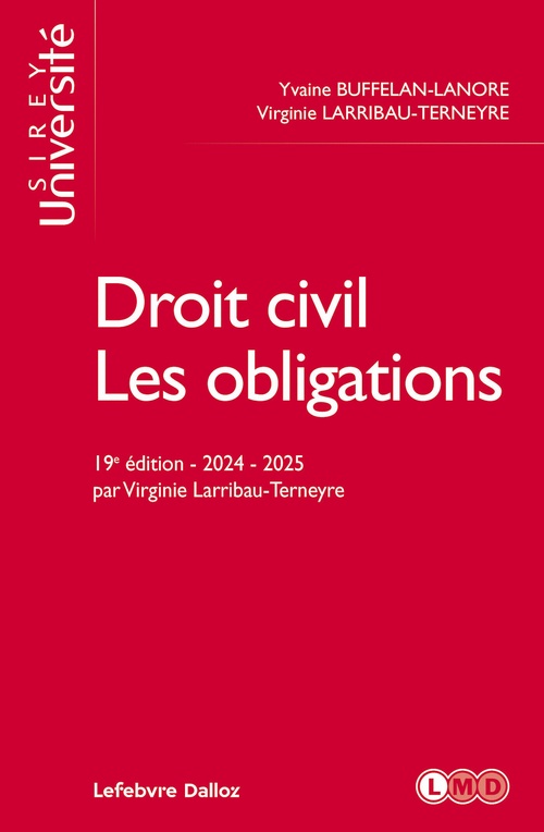 ebook cover of Droit civil Les obligations 19ed, by Yvaine Buffelan-Lanore, Virginie Larribau-Terneyre