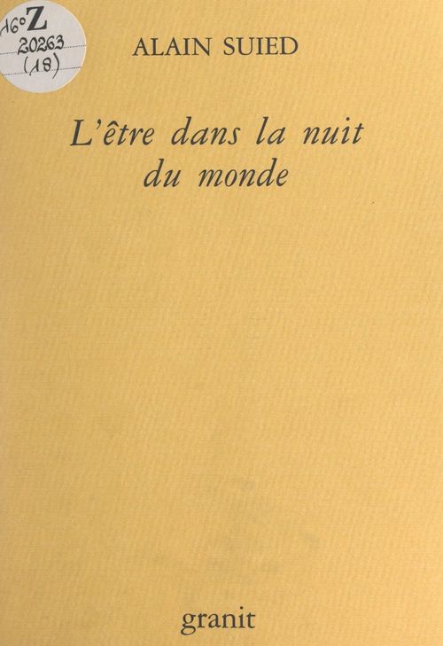 ebook cover of L'être dans la nuit du monde, by Alain Suied