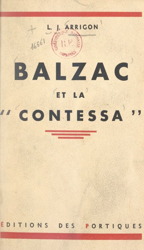 Couverture ebook de Balzac et la "Contessa", de Louis-Jules Arrigon