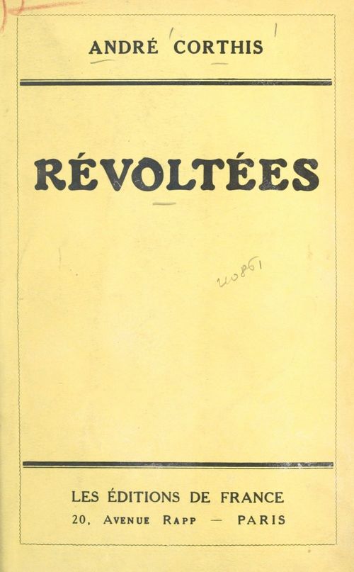 ebook cover of Révoltées, by Andre Corthis