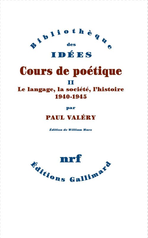 ebook cover of Cours de poétique (Tome 2) - Le langage, la société, l'histoire (1940-1945), by Paul Valéry